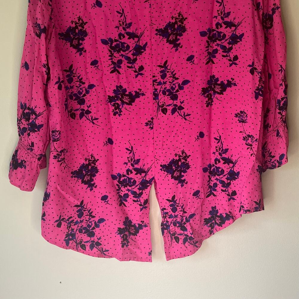 Sanctuary Pink / Blue 1/2 Sleeve Floral Blouse Size Large - Picture 10 of 12